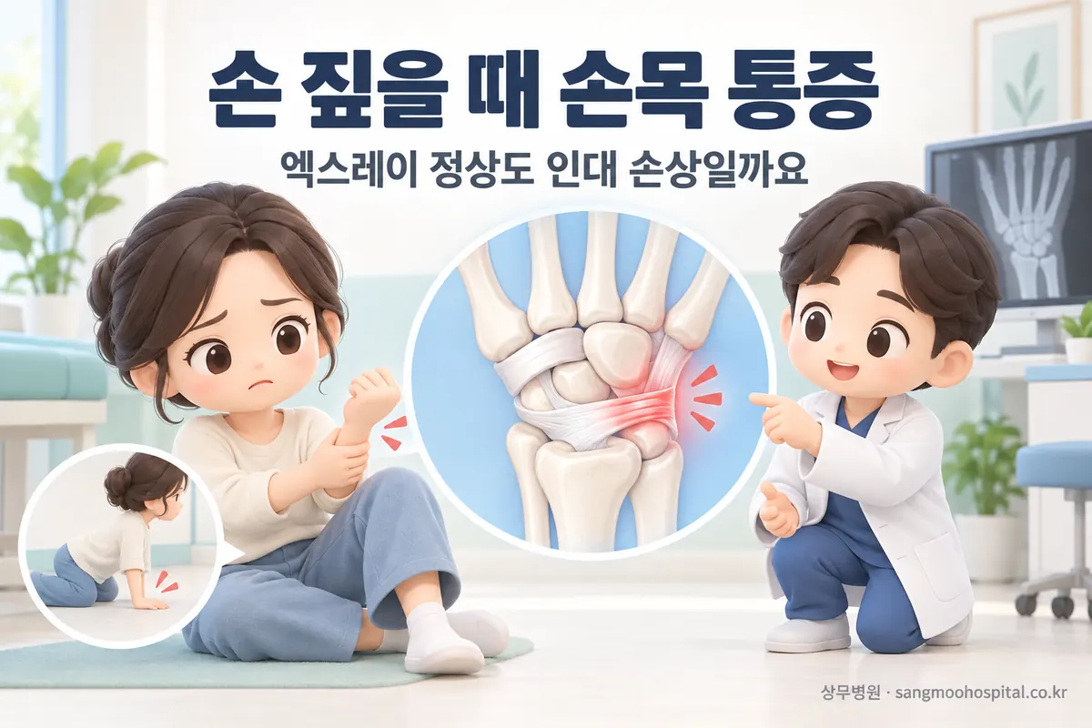 손 짚고 일어날 때만 손목이 아픈데 엑스레이는 정상이라면, 작은 인대 손상일 수 있을까요?
