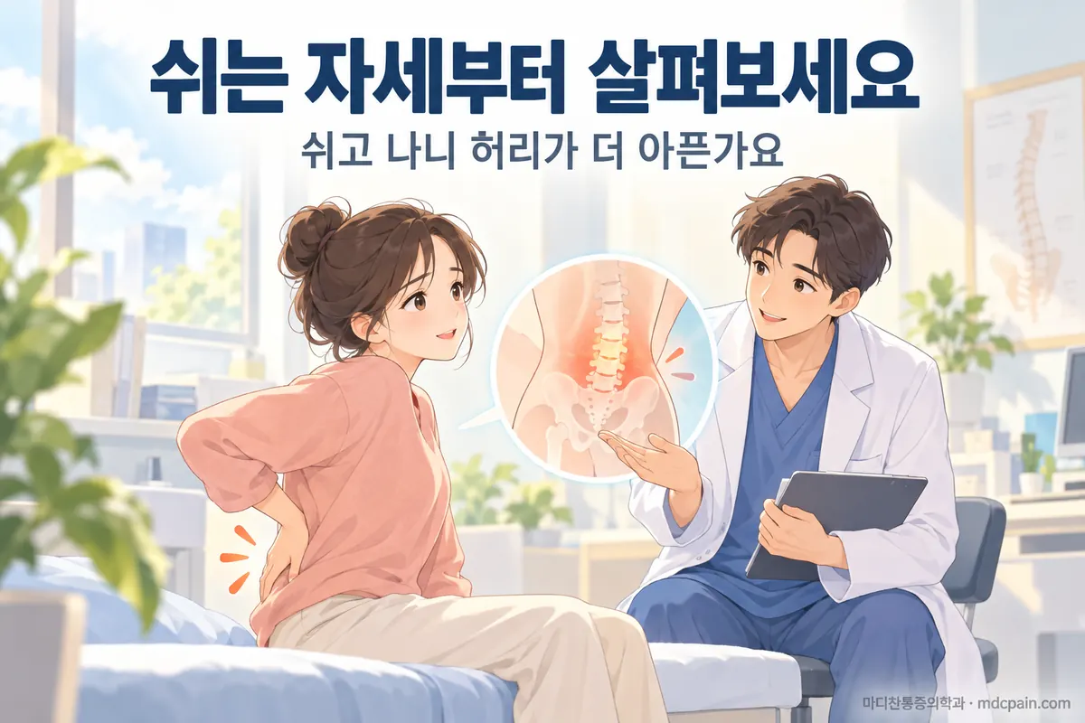 집안일 끝내고 쉬는데 허리가 더 아프다면, 쉬는 자세부터 살펴보세요